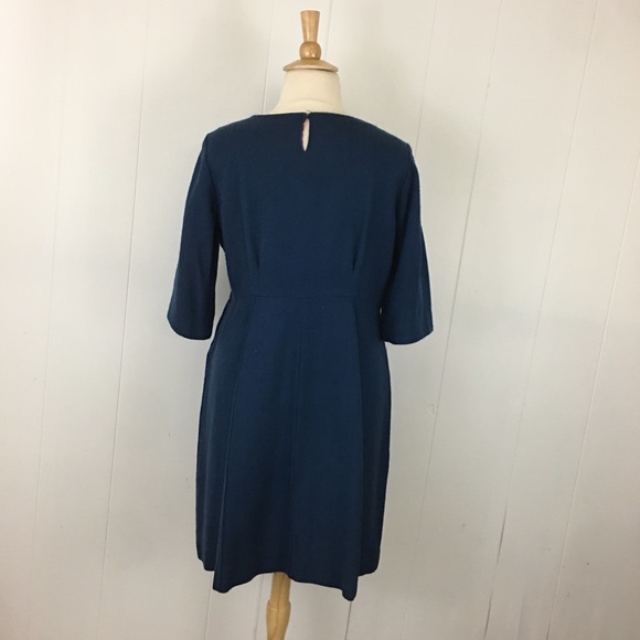 Vintage 60’s Wool Dress Women’s XL Custom Teal Half Sleeve A-Line - Picture 9 of 10